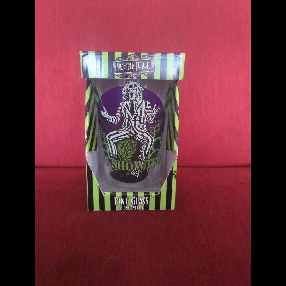 Beetlejuice pint glass